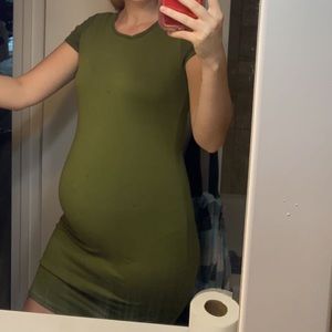 Green stretchy maternity dress